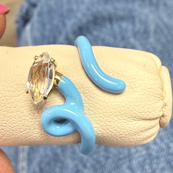 Bea Bonglesia Jewelry - NEW Bea Bongkesia Bright Blue Enamel Open Band Ring
